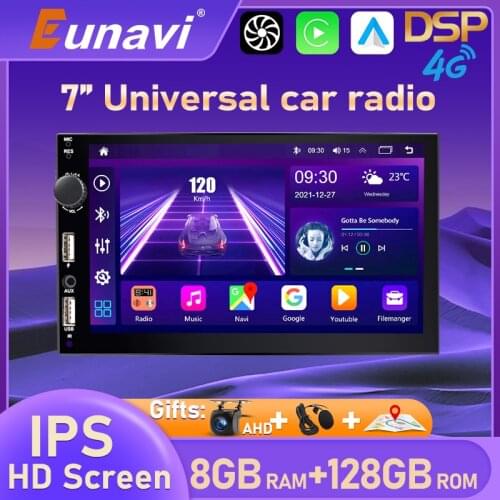 Eunavi 7 inch 2 din Universal Android 10 Car Radio multimedia player pc stereo autoradio wifi GPS Navigation DSP TDA7851 BT SWC