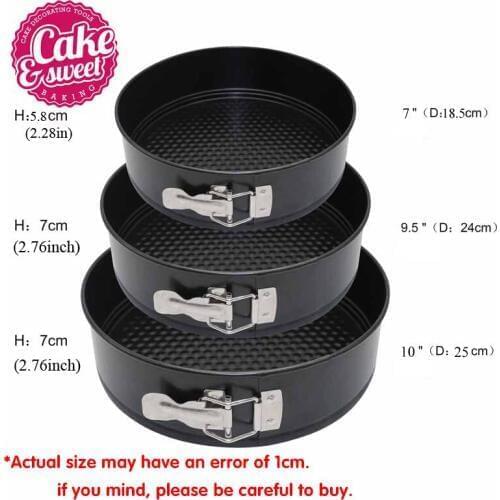 7/9.5/10" 3pcs Set Baking Pan Round Shape Cake Baking Tray Carbon Steel Springform Pan Bottom Removable DIY Cake Mold