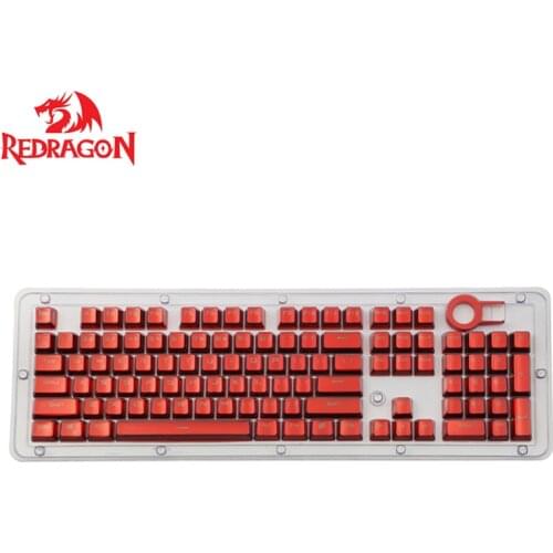 Redragon Keycaps 104 Backlit Red Electroplate Pudding Keycap Set with Puller for DIY Cherry MX RGB Mechanical Keyboard