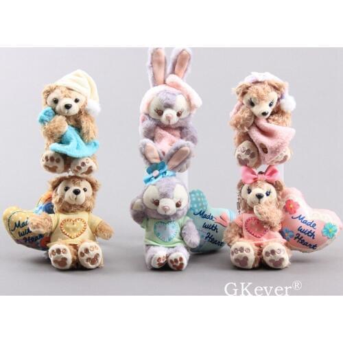 Stella Lou Rabbit Lovely Bunny Duffy Friends Fluffy Plush Pendant with Keychain Duffy Teddy Bear Mini Plush Toy Dolls 9-12 cm