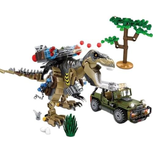 Jurassic Dinosaurs World Park Blocks Building Brick Truck Chase Dinos Figures City Dino Robot Toys For Children Christmas Gifts