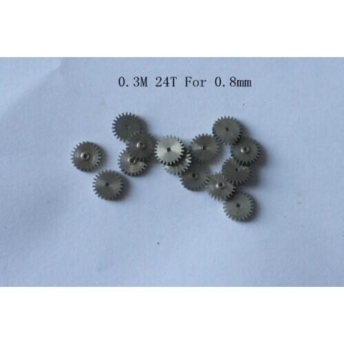 Metal copper gear 24 Tooth 0.3 Modulus 0.3M 24T 0.8mm hole diameter , Outer diameter 7.7mm For 0.8MM