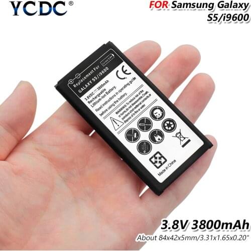 Mobile Phone Black 3.8V 3800mAh Lithium Li Ion Battery Replace 84x42x5mm For Samsung Galaxy S5 (I9600) G900F G900V High Power