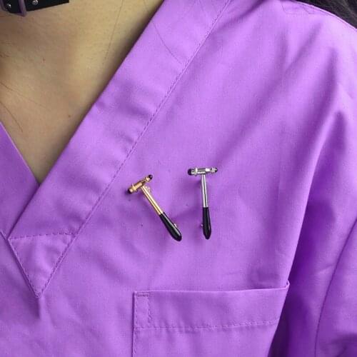Hammer Tool Shape Brooches For Doctors Gold Color Harajuku Tools Brooch Corsage Hijab Pins Women Men Hospital Badge Gift