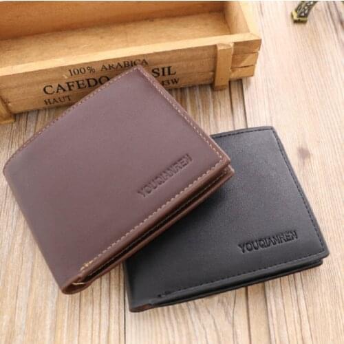 Mens Wallets Short Pu Trifold Purse Business Black Handbag Brown Moneybag Commercial Card Bag Letter Gift Accessory Photo