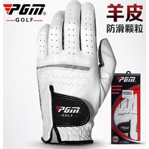Golf gloves mens leather lambskin gloves hook and loop non-slip golf gloves single hands