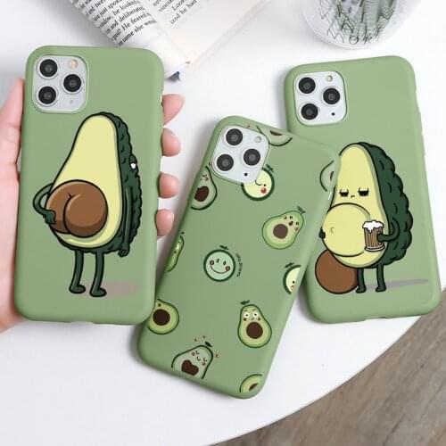 Cute Cartoon Fruit Avocado Case For iPhone X XR XS 11 12 13 Mini Pro Max Soft Silicone Coque For iPhone 7 8 5 6 6S Plus TPU Capa