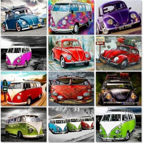 SDOYUNO Paint By Number Canvas Painting Kits Cartoon bus DIY Oil Coloring By Numbers Landscape Paint Art Pictures Home Decoratio