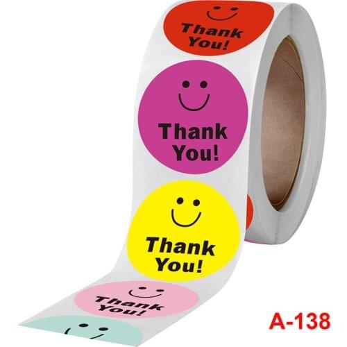 Smile Face Thankyou Stickers Gold Foil Seal Labels Shop Product Packaging Stickers Stationery Handmade Gift Party Decor Labels