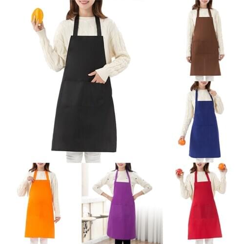 2020 Newest Hot Solid Cooking Kitchen Apron For Woman Men Chef Waiter Cafe Shop BBQ Hairdresser Aprons Bibs Kitchen Accessory