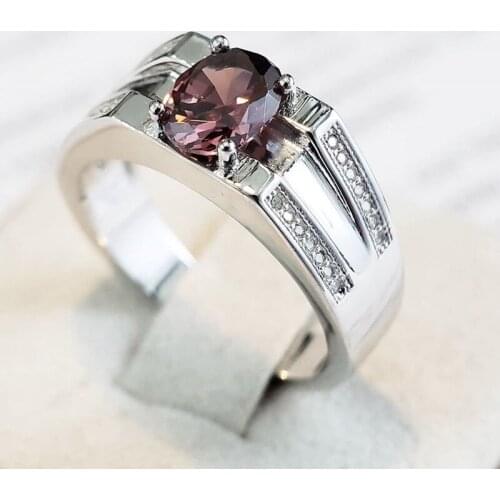 New Mysterious Oval Purple Zircon Rings For Women Trendy Silver Color Female Jewelry Party Accessories Birthstone Valentine Gift