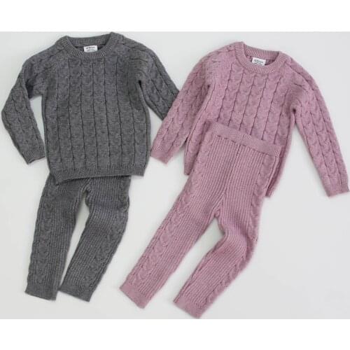 Autumn Winter New Childrens Mens And Womens Baby Suits Knit Sweater Bottoming Shirt Leggings Suit Baby Girl Winter Clothes