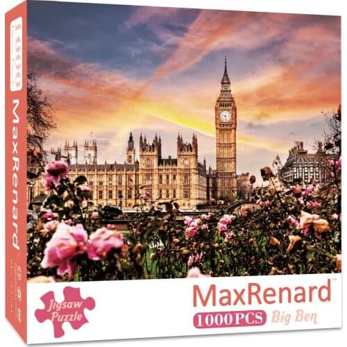 MaxRenard Jigsaw Puzzles 1000 Pieces for Adults 48*69cm Big Ben Paper Assembling Picture Landscape Puzzles Toys for Adults Games