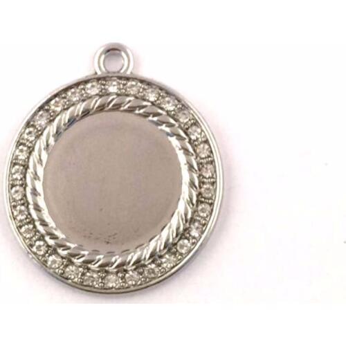Rhodium plated 40pcs a lot Free to paste a photo or other images crystal round blank pendant