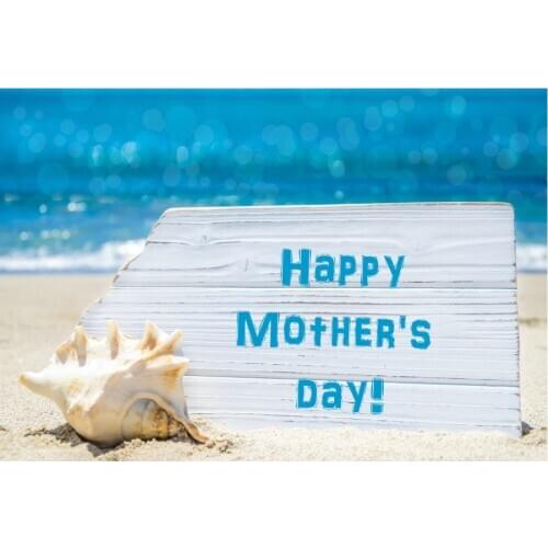 Happy Mothers' Day Backdrop Tropical Beach Shells Photography Backgrounds Family Party Decor Photo Booth Studio Prop