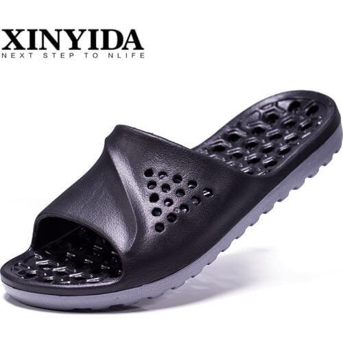 High Quality EVA Slides For Men Slip On Breathable Lightweight Men Slippers Cool Water Beach Shoes Bathroom Men Shoes Plus Size