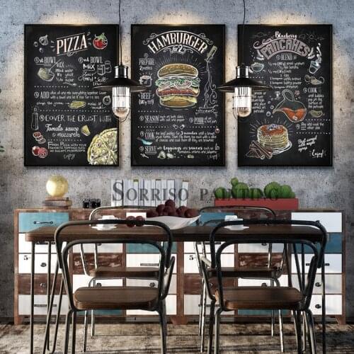 Modern Burger Hot Dog Kitchen Cafe Western Restaurant Posters And Prints Nordic Dining Room Wall Art Pictures Canvas Painting