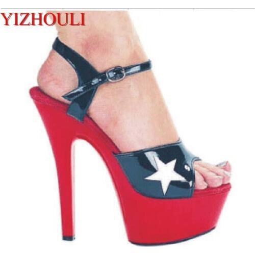 15CM High Heel Platforms Pole Dance Shoes 6 inch high heel shoes Model Shoes Five star sexy sandals