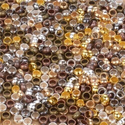 High Quality 200PCs Silver/Gold/Gunmetal/Rhodium/Bronze/Copper Plated Round Crimp Beads Round Covers 2 2.5 3 3.5 4mm