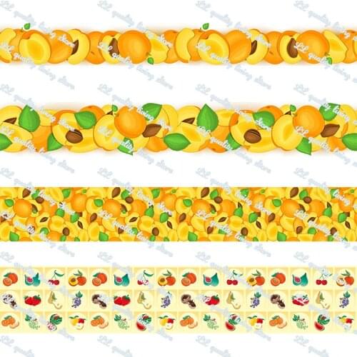 Yellow Peach pattern printed grosgrain ribbon/16mm printed elastic foe ribbons DIY hair bows Sewing webbing 50 yards