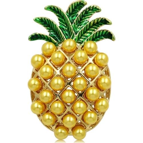 Fashion Colorful Fruit Pineapple Brooches For Women Ladies Deaigner hijab Pin Trendy Jewelry Gift Cute Gold Pearl Brooch pins