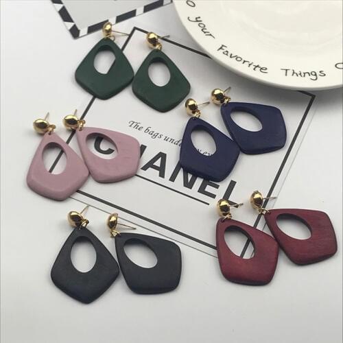 Personality Fashion Woman Earrings Geometric Irregular Exaggeration Party Wooden Earrings Womens Clothing Accessories 2018 New