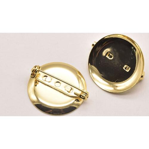1 Piece/Batch 25mm Tray brooch Support Wedding Hair Jewelry Diy Findings & Components Women Accessories 18k gold plated JA0500
