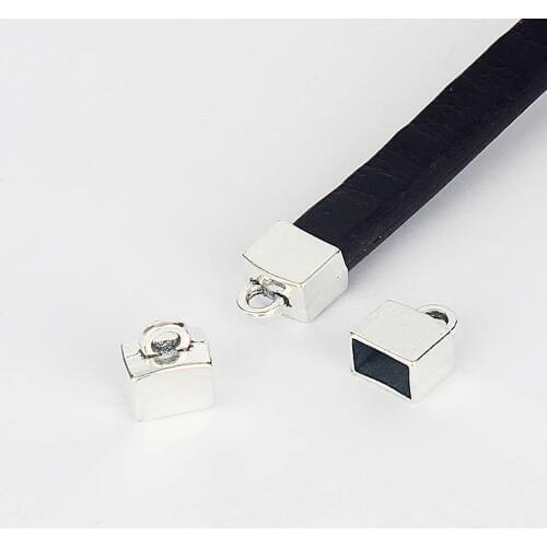 10pcs Cuboid End Tip Bead Caps Fit 10*6mm Flat Leather Cord Bracelet Necklace Making DIY Fashion Jewelry Findings