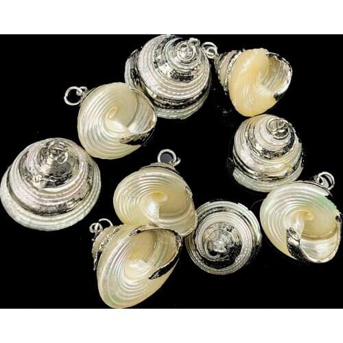 2PCS Natural Tower Conch Pendant Seashells Necklace Charms Pendant Shell for DIY Ornaments Jewelry Earrings Making Accessories