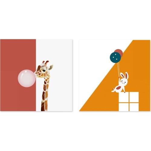 2 pcs frames on zebra Giraffe for kids Kids art Wall art kids room / nursery wall art