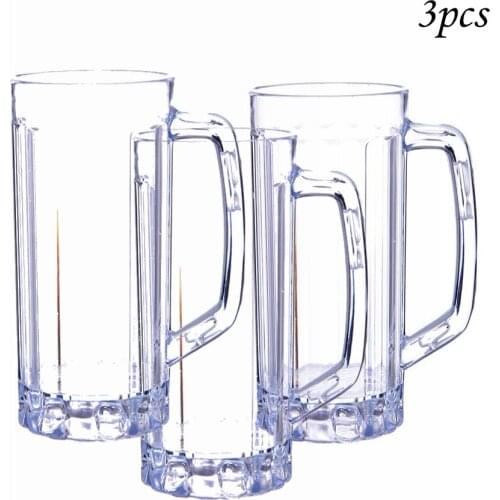 3pc/Set Unbreakable Plastic Beer Mug (500ml) Tumbler Glasses Cups Reusable Transparent Fruit Juice Beer Cup Wine Glass Pitcher
