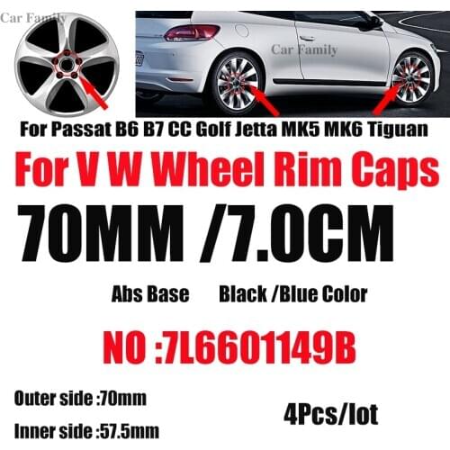 4pcs 70mm 7L6601149B Label For Passat B6 B7 CC Golf MK5 MK6 Tiguan Logo Car Wheel Center Hub Cap Auto Rims Emblem Cover Badge