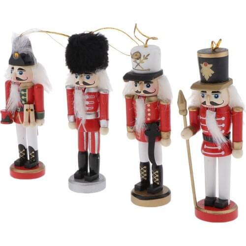 4x Nutcrackers Puppet Wooden Doll Vintage Style Home Decorative