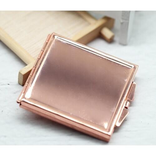 5pcs 54mm Blank Compact Mirror Square Metal Make Up Pocket Mirror Silver/Bronze/Rose Gold For DIY Women&Girl Party Gift