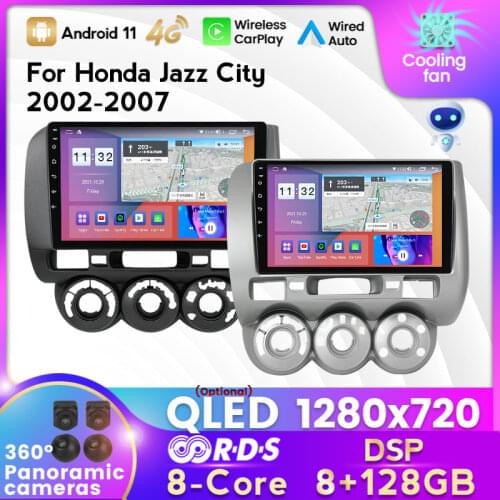 MEKEDE 2 DIN 6+128G Android 11 Car Radio Multimedia Player for HONDA JAZZ City 2002-2007 GPS Navigation Built In Carplay Auto BT