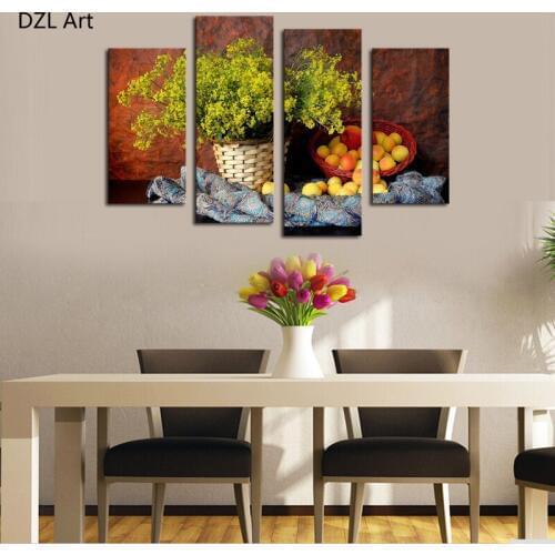 Free Shipping Hot Sell 4 Panels Modern Home Decoration Print Painting on Canvas Static Flowers Picture