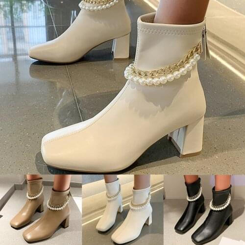 Fashion Womens Shoes Breathable Chunky High Heels Retro Zipper Short Boots Fashionable Design Temperament Boots Free Shipping
