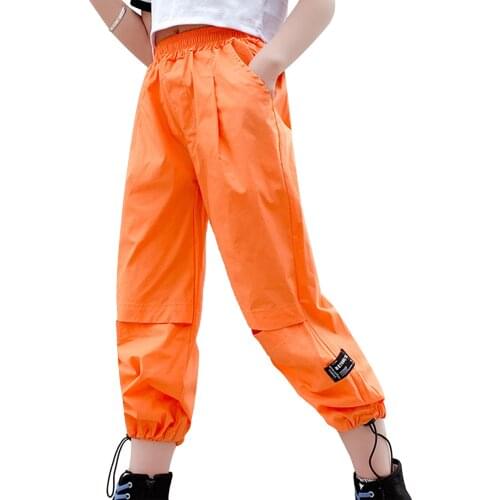 Pants For Girls Casual Style Girl Ripped Cargo Pants Kids Fashion Summer Ankle Trousers 4 5 7 8 9 10 11 13 Years Teenage Clothes
