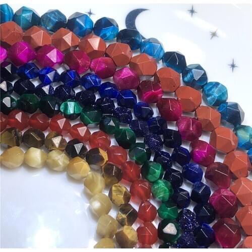 Wholesale Natural Faceted Stone Loose Beads Tiger Eye Charm DIY Gem Spacer Beads For Jewelry Making Bracelet