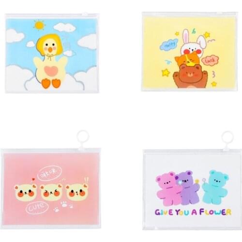 D0LF Summer Cartoon PVC Cosmetic Bag Zipper Waterproof Toiletry Bag Travel Clear Stationery Storage Organizer Makeup Pouch