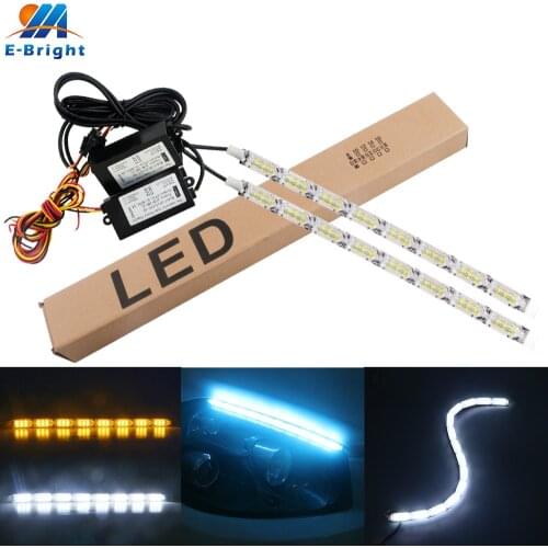 DC 12V White+Amber Streamer Lamp DRL 8/10/12/14/16 SMD 2835 Crystal Tear Light Day Light Turn Warning Driving Lights Ice blue