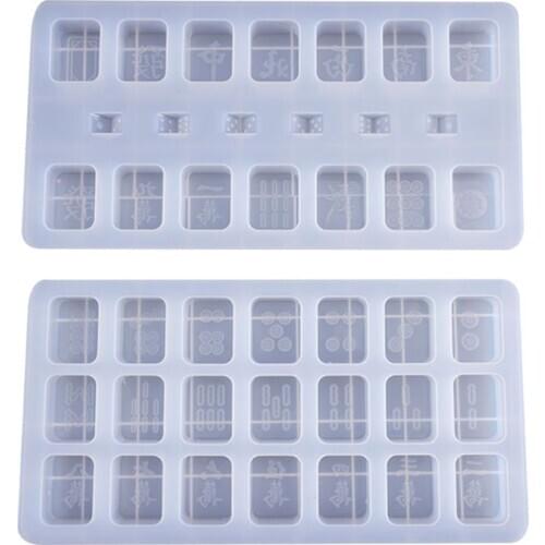 DIY Crystal Epoxy Mould High Mirror Creative Mahjong Shape Silicone Mold Dried Flower Resin Decorative DIY Hand Crafts
