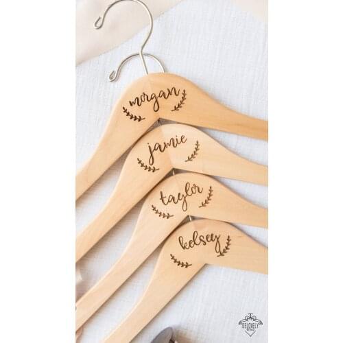 Personalized Bridesmaid Hanger - Laser Engraved Wood - Bride wedding Bridal party gift