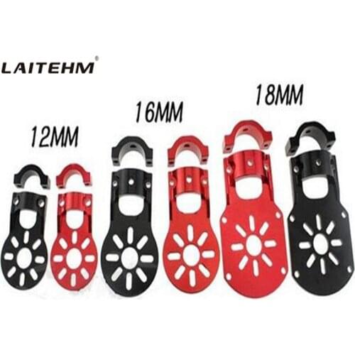 LAITEHM 4pcs Motor Base Aluminium Alloy Motor Base12MM/16MM/18MM(black/red)Carbon Tube Arm RC FPV Multi axis Parts Accessories