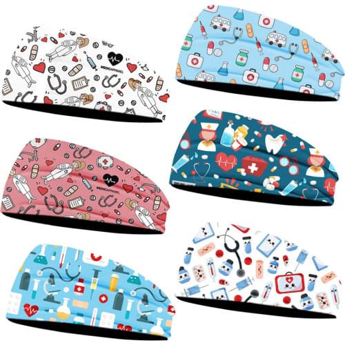 Nurse ECG Print Headbands Women Hair Accessories Running Sweatband Elastic Bandanas Ladies Fashion Headwrap