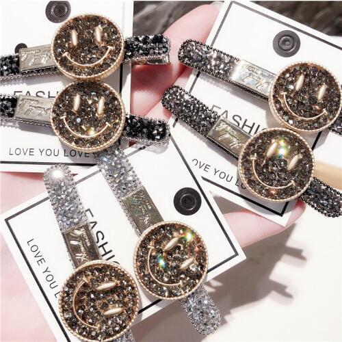 Fashion Smiley face Hairpins Hair Accessories for Women Girls Rhinestone Hair Clips Elegant lady Hair Clips Barrette Headwear