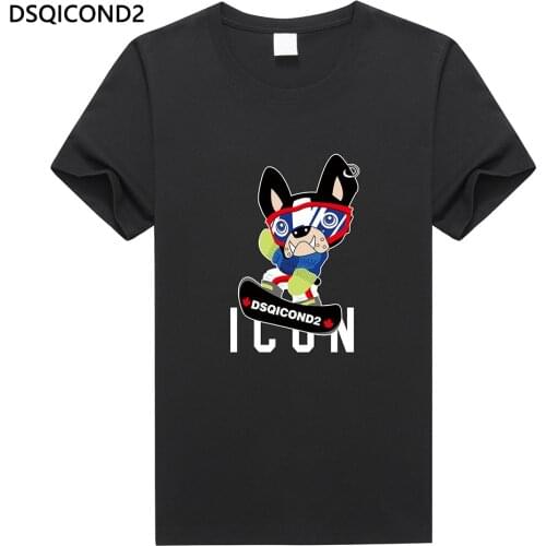 Dsq brand summer style 100% cotton men black T-shirt casual O-Neck T-shirt short sleeve tees white letter T-shirt for men dt2199