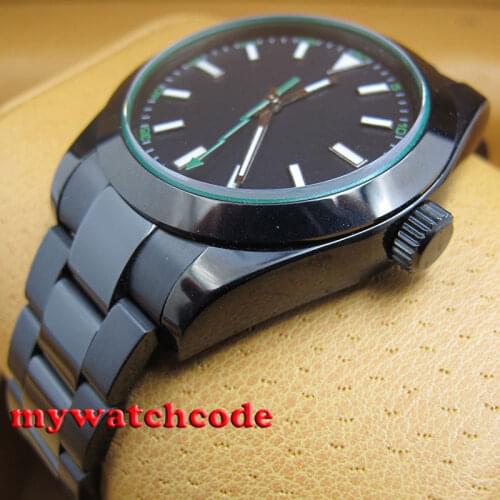 Parnis black dial PVD luminous automatic movement sapphire glass Mens Watch P336