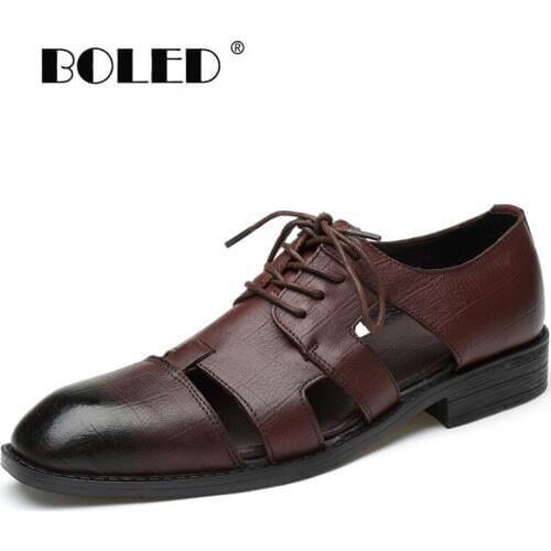 Handmade Plus Size Men Oxfords Black & Brown Genuine Leather Wedding Dress Shoes Men Breathable Holes Business Men Shoes