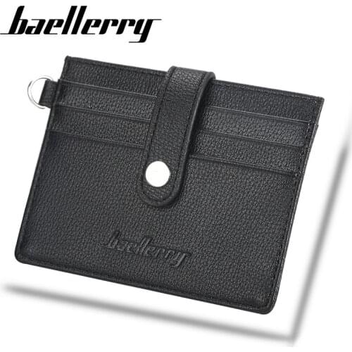 Baellerry Men Short Card Holder Multi Card Position Coin Purse PU Leather Driver License Clip for Male Buckle Wallets tarjetero